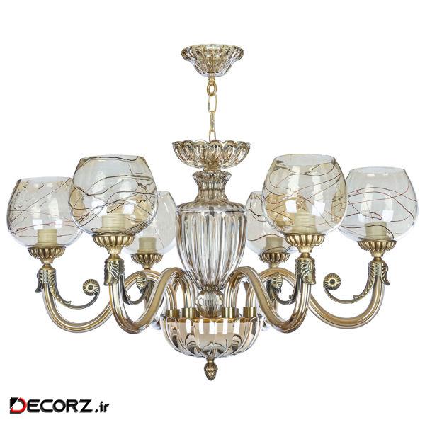 لوستر 6 شعله چشمه نور کد C3334/6-AO