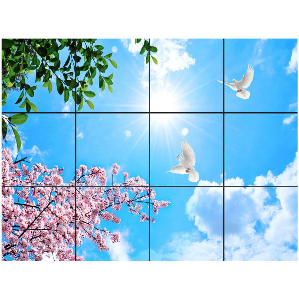 تایل سقفی آسمان مجازی طرح گل و برگ کد 0200 سایز 60x60 سانتی متر مجموعه 12 عددی تایل سقفی آسمان مجازی طرح گل و برگ کد 0200 سایز 60x60 سانتی متر مجموعه 12 عددی