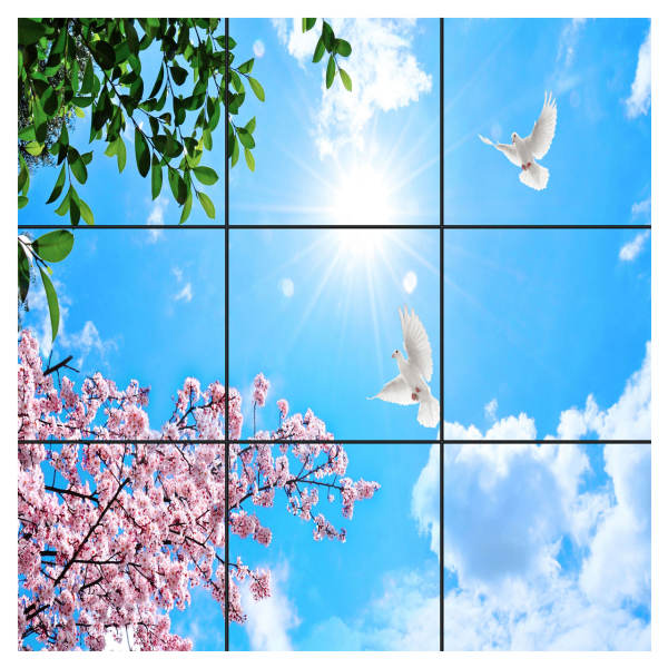 تایل سقفی آسمان مجازی طرح گل و برگ کد 0500 سایز 60x60 سانتی متر مجموعه 9 عددی تایل سقفی آسمان مجازی طرح گل و برگ کد 0500 سایز 60x60 سانتی متر مجموعه 9 عددی