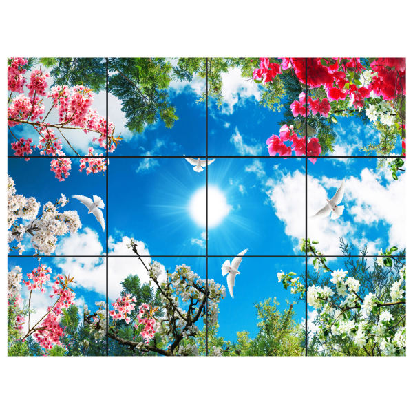تایل سقفی طرح شاخه و برگ و گل کد 0100 سایز 60x60 سانتی متر مجموعه 12 عددی تایل سقفی طرح شاخه و برگ و گل کد 0100 سایز 60x60 سانتی متر مجموعه 12 عددی