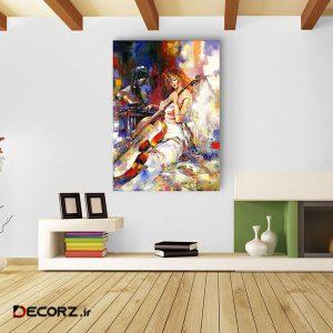 تابلو بوم طرح نقاشی دختر و گیتار کد P19074 تابلو بوم طرح نقاشی دختر و گیتار کد P19074