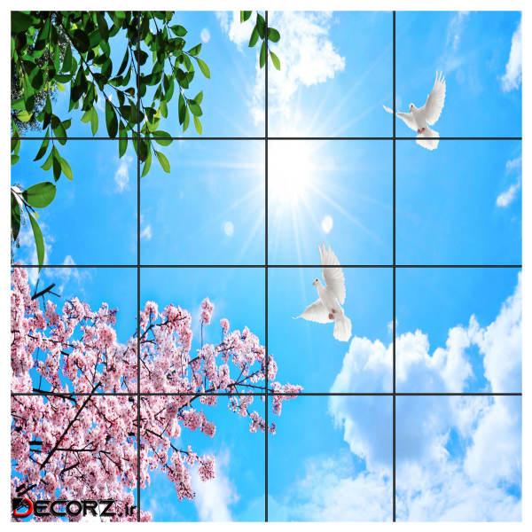 تایل سقفی آسمان مجازی طرح گل و برگ کد 0200 سایز 60x60 سانتی متر مجموعه 16 عددی تایل سقفی آسمان مجازی طرح گل و برگ کد 0200 سایز 60x60 سانتی متر مجموعه 16 عددی
