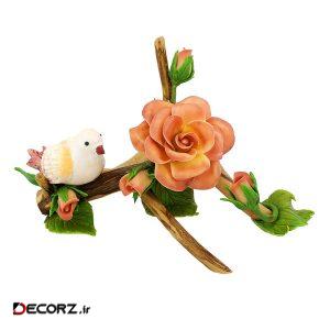 مجسمه طرح پرنده و شاخه گل رز مدل GZ98572 مجسمه طرح پرنده و شاخه گل رز مدل GZ98572