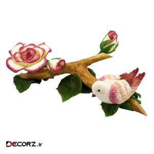 مجسمه طرح پرنده و شاخه گل رز مدل GZ98573 مجسمه طرح پرنده و شاخه گل رز مدل GZ98573
