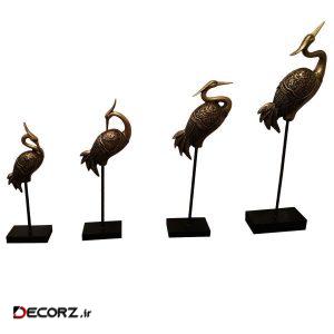 مجسمه لیلپار طرح درنا مدل DKH-7242 B مجموعه چهار عددی مجسمه لیلپار طرح درنا مدل DKH-7242 B مجموعه چهار عددی