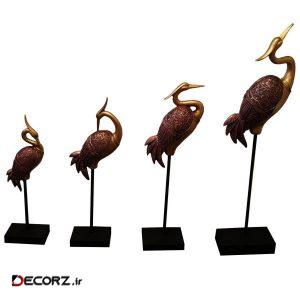 مجسمه لیلپار طرح درنا مدل DKH-7242 P مجموعه چهار عددی مجسمه لیلپار طرح درنا مدل DKH-7242 P مجموعه چهار عددی
