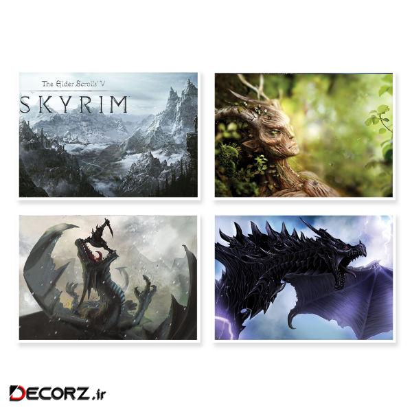 پوستر طرح بازی Skyrim کد A-1665 مجموعه 4 عددی پوستر طرح بازی Skyrim کد A-1665 مجموعه 4 عددی