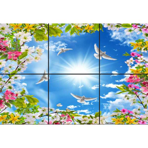 تایل سقفی آسمان مجازی طرح شکوفه های رنگی کد 0100 سایز 60x60 سانتی متر مجموعه 6 عددی تایل سقفی آسمان مجازی طرح شکوفه های رنگی کد 0100 سایز 60x60 سانتی متر مجموعه 6 عددی