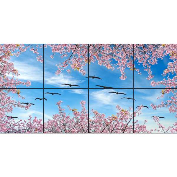 تایل سقفی آسمان مجازی طرح پرواز پرندگان کد 380 سایز 60x60 سانتی متر مجموعه 8 عددی