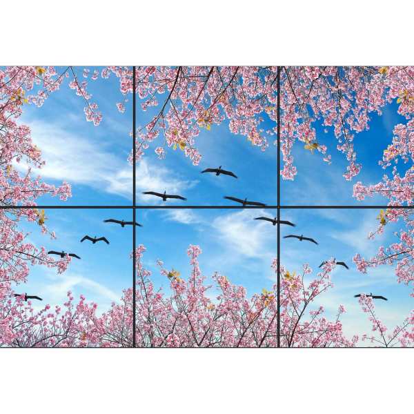 تایل سقفی آسمان مجازی طرح پرواز پرندگان کد 380 سایز 60x60 سانتی متر مجموعه 6 عددی