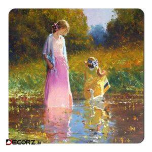 مگنت طرح نقاشی دختران و برکه آب کد wmg1327