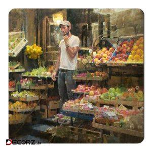 مگنت طرح نقاشی میوه فروش اروپایی کد wmg1347