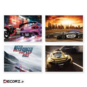 پوستر طرح Need For Speed  کد A-1651 مجموعه ۴ عددی
