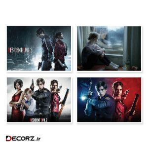 پوستر طرح Resident Evil 2  کد A-1638 مجموعه ۴ عددی