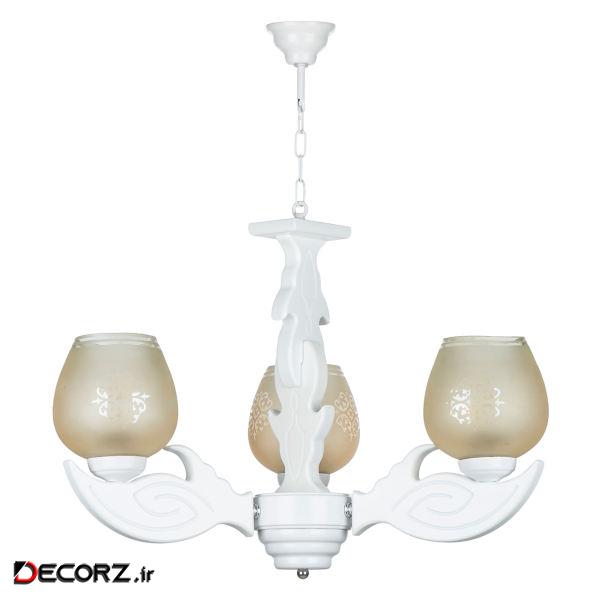 لوستر سه شعله چشمه نور کد G639/3-WT لوستر سه شعله چشمه نور کد G639/3-WT
