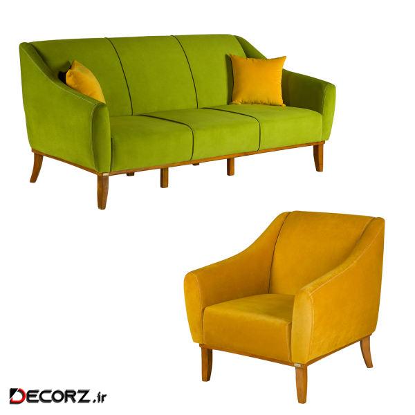 مبل راحتی چهار نفره چشمه نور کد MA-407.3+1-BR-GR-YL مبل راحتی چهار نفره چشمه نور کد MA-407.3+1-BR-GR-YL