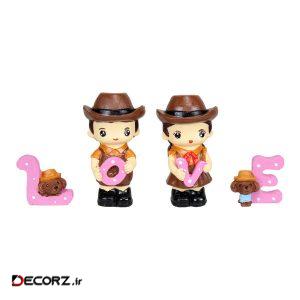 مجسمه مدل دختر و پسر عاشق کد Cowboy G32 مجموعه ۴ عددی