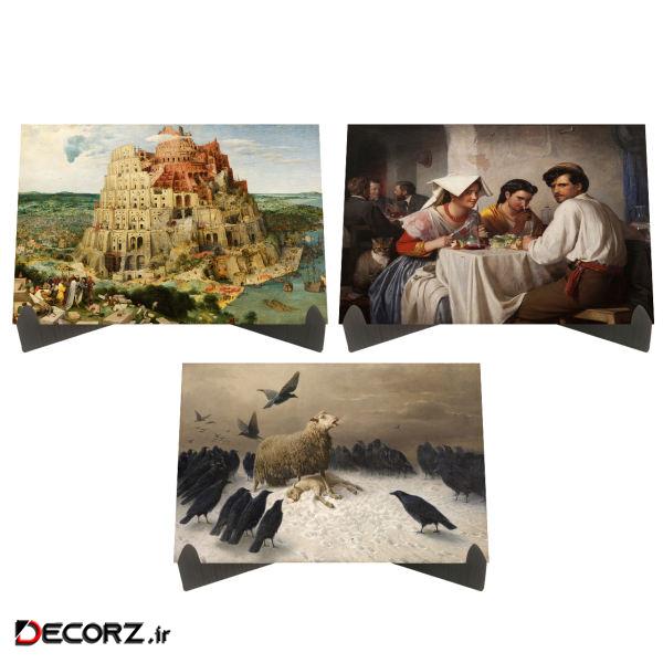 تابلو شاسی رومیزی مدل آثار برترین نقاشان جهان کد LS2373 مجموعه 3 عددی