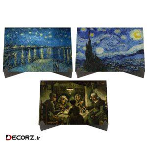 تابلو شاسی رومیزی مدل آثار ونسان ونگوگ کد LS2369 مجموعه ۳ عددی