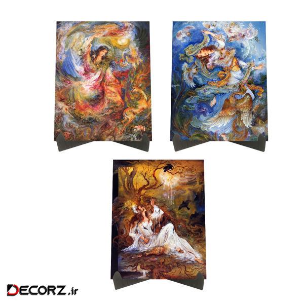 تابلو شاسی رومیزی مدل مینیاتور استاد فرشچیان کد LS2366 مجموعه 3 عددی