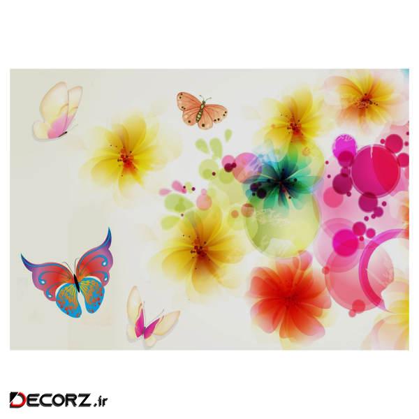 تابلو شاسی طرج نقاشی گل و پروانه مدل T1212