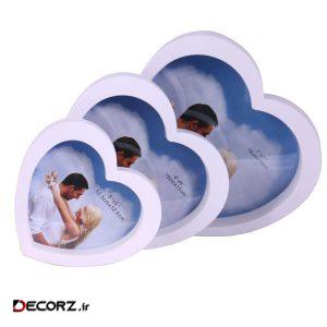 قاب عکس طرح قلب کد ۱۳۲۴۱ مجموعه ۳ عددی