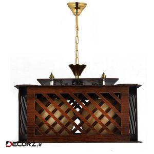 لوستر و چراغ آویز چوبی هامان مدل ۲۲۵/۴