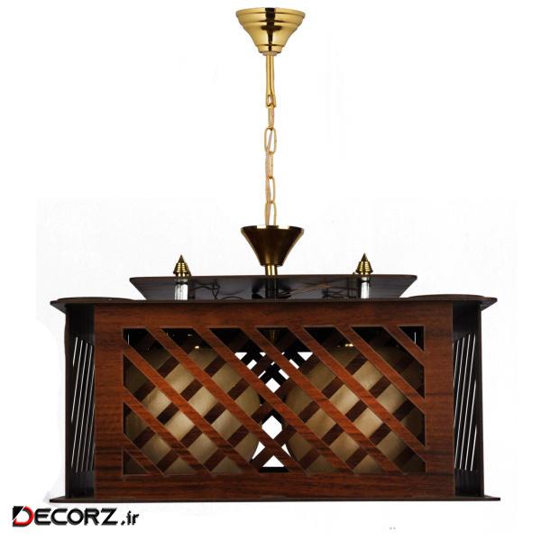 لوستر و چراغ آویز چوبی هامان مدل 225/4 لوستر و چراغ آویز چوبی هامان مدل 225/4