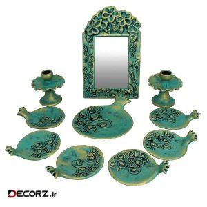 مجموعه ظروف هفت سین ۱۰ پارچه دست نگار طرح انار