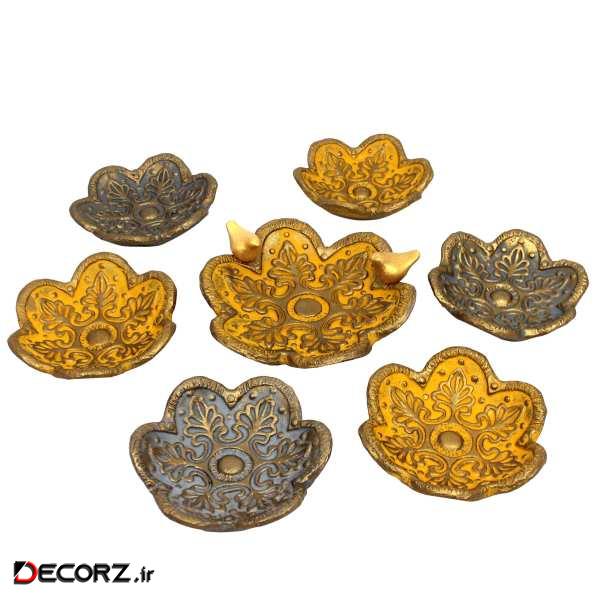 مجموعه ظروف هفت سین 7 پارچه دست نگار مدل نخل