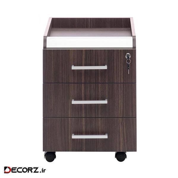 کمد اداری چرخ دار فرآذین مدل FAD-100 بلوطی تیره