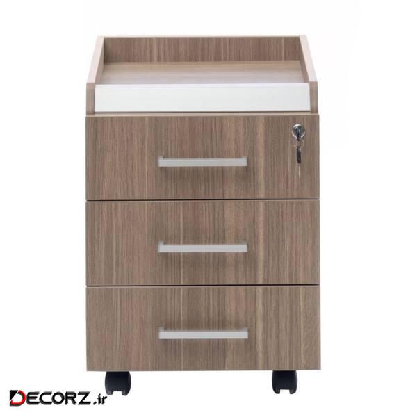 کمد اداری چرخ دار فرآذین مدل FAD-100 بلوطی روشن