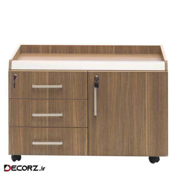 کمد اداری چرخ دار فرآذین مدل FAD-102 بلوطی روشن