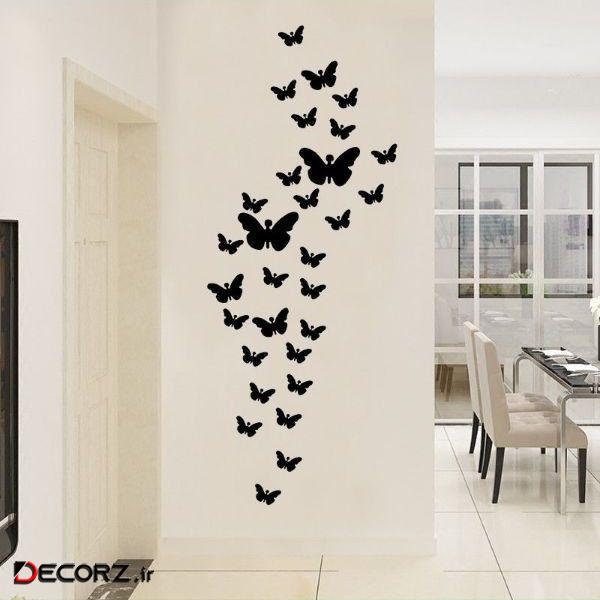 استیکر دیواری آتریکس مدل شاپرک کد  ST11 بسته 30 عددی