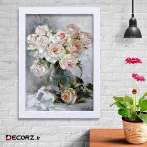 تابلو   گالری استاربوی طرح گل سفید مدل هنری KL192