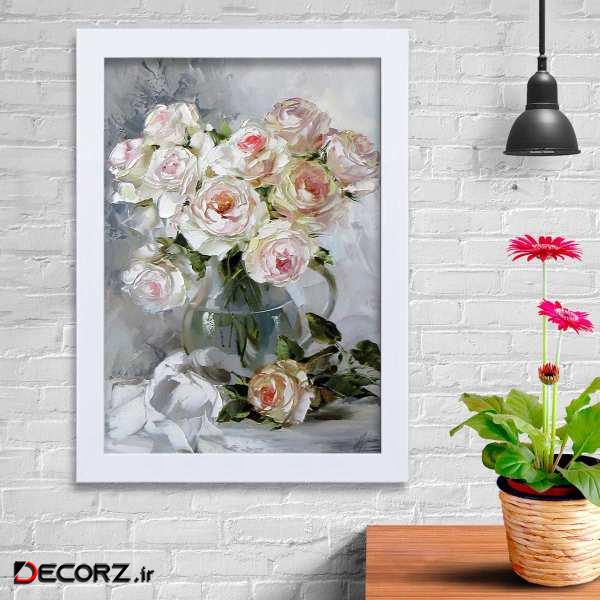 تابلو   گالری استاربوی طرح گل سفید مدل هنری KL192