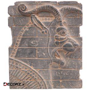 مجسمه تندیس و پیکره شهریار مدل کتیبه آجری سر شیر افسانه ای آویزدار کد MO2880