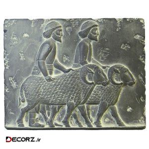 مجسمه تندیس و پیکره شهریار مدل کتیبه هدیه آور سوری کد MO370 سایز متوسط