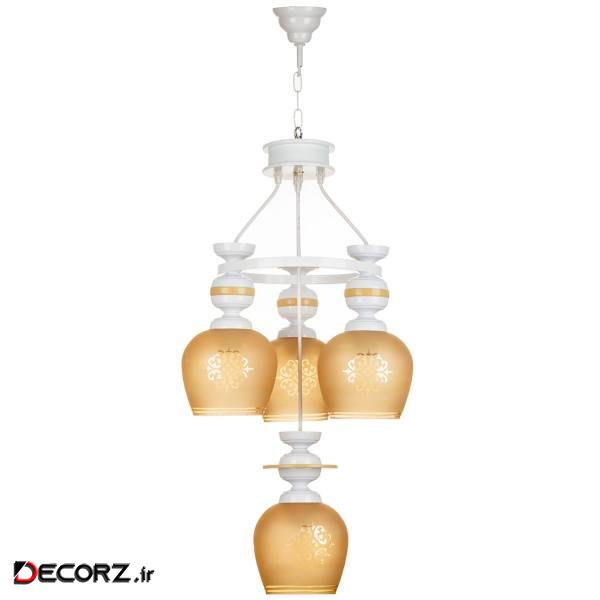 چراغ آویز چشمه نور 4  شعله کد G566/3_1WT