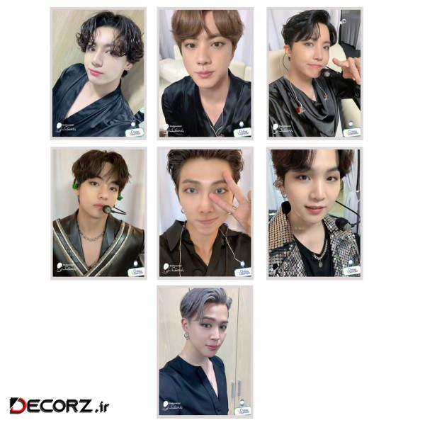 آویز تزیینی بادکنک آبی طرح BTS-Dday 2021 مدل Selfie1 مجموعه 7 عددی