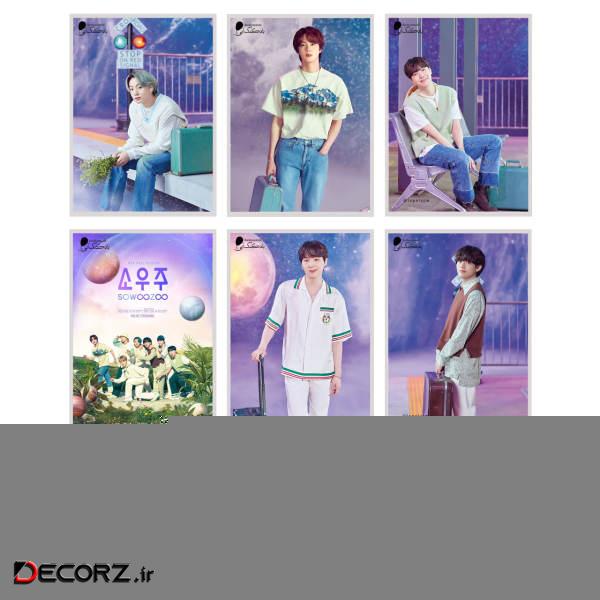 آویز تزیینی بادکنک آبی طرح BTS MUSTER SOWOOZOO  مدل S2 مجموعه 8 عددی