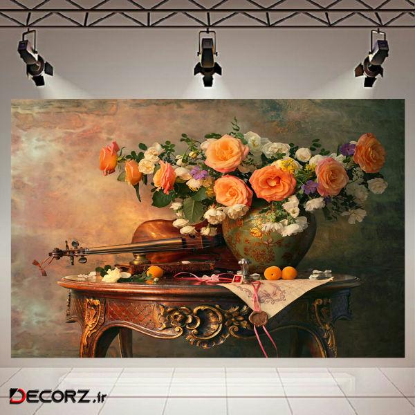 تابلو بوم مدل ویالون و گل کد AR241 تابلو بوم مدل ویالون و گل کد AR241