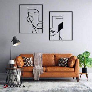 استیکر دیواری طرح صورتک مینیمال مجموعه ۲ عددی