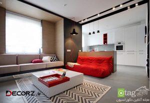 دکوراسیون آپارتمان ۷۵ متری با ترکیب رنگی قرمز و آبی دکوراسیون آپارتمان ۷۵ متری با ترکیب رنگی قرمز و آبی