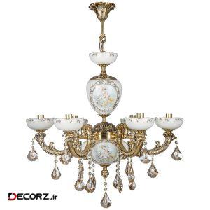 لوستر شش شعله چشمه نور کد C2977.6-BO-WT لوستر شش شعله چشمه نور کد C2977.6-BO-WT