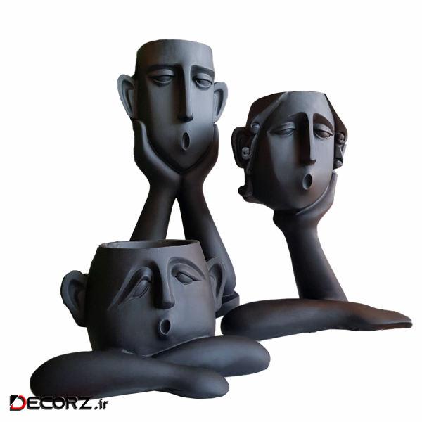 گلدان دکوری طرح فیگور مدل M22 مجموعه 3 عددی گلدان دکوری طرح فیگور مدل M22 مجموعه 3 عددی