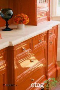 طراحی اصولی دکوراسیون آشپزخانه نارنجی، دیوارها و کابینت ها طراحی اصولی دکوراسیون آشپزخانه نارنجی، دیوارها و کابینت ها